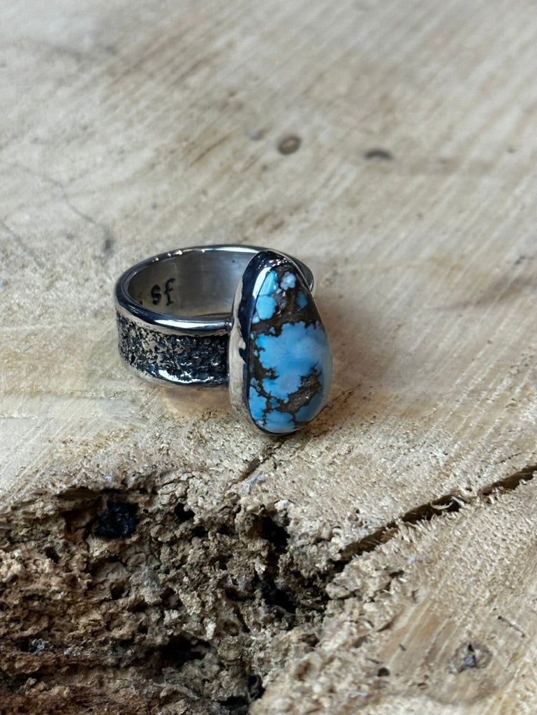 Golden Hills Turquoise Silver Dust Rings