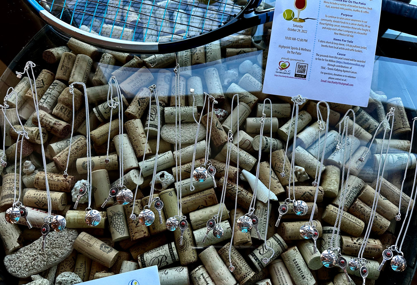 Tennis Racquet & Tennis Ball Charms with adjustable chain
