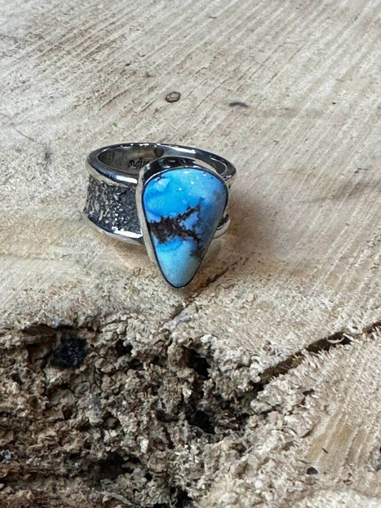 Golden Hills Turquoise Silver Dust Rings