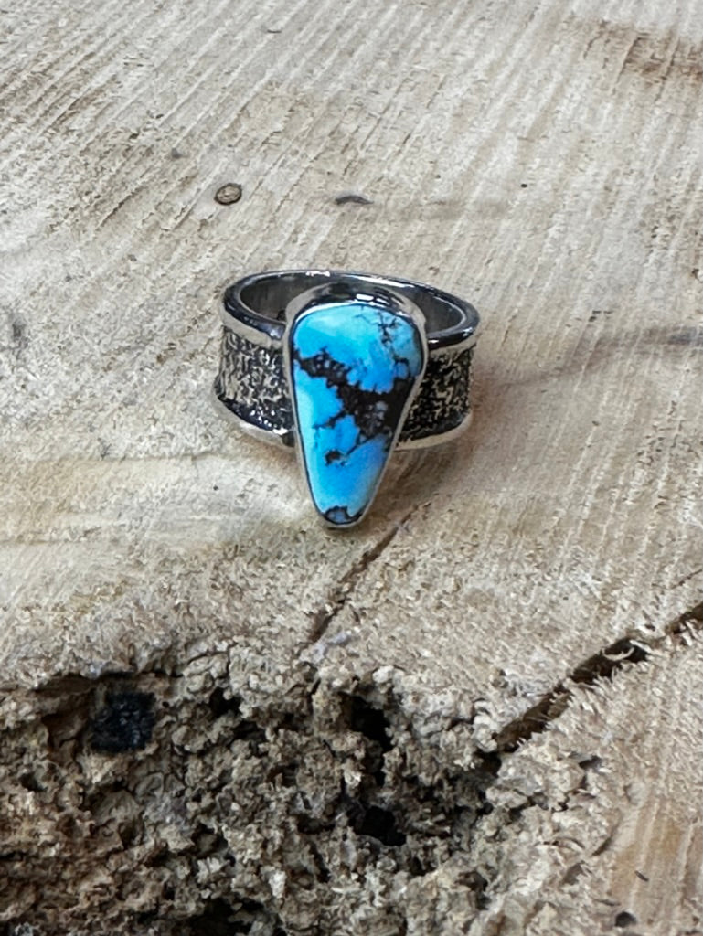Golden Hills Turquoise Silver Dust Rings