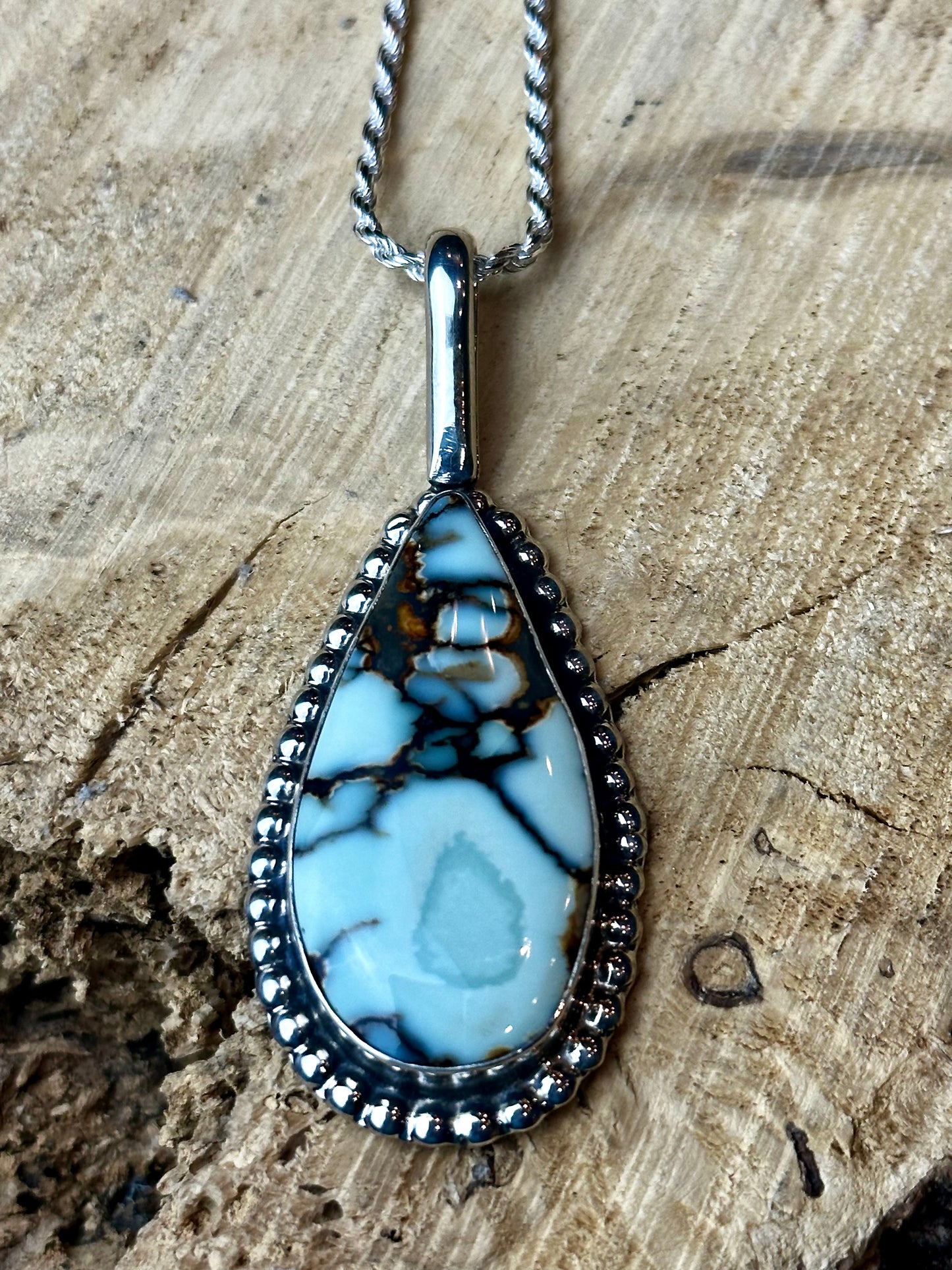 Aloe Variscite Pendant with Rope Chain