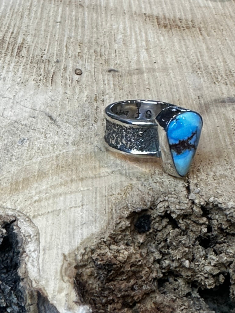 Golden Hills Turquoise Silver Dust Rings