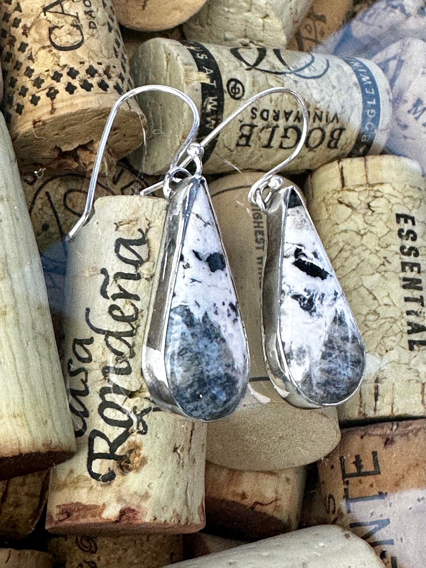 White Buffalo Tear Drop Earrings