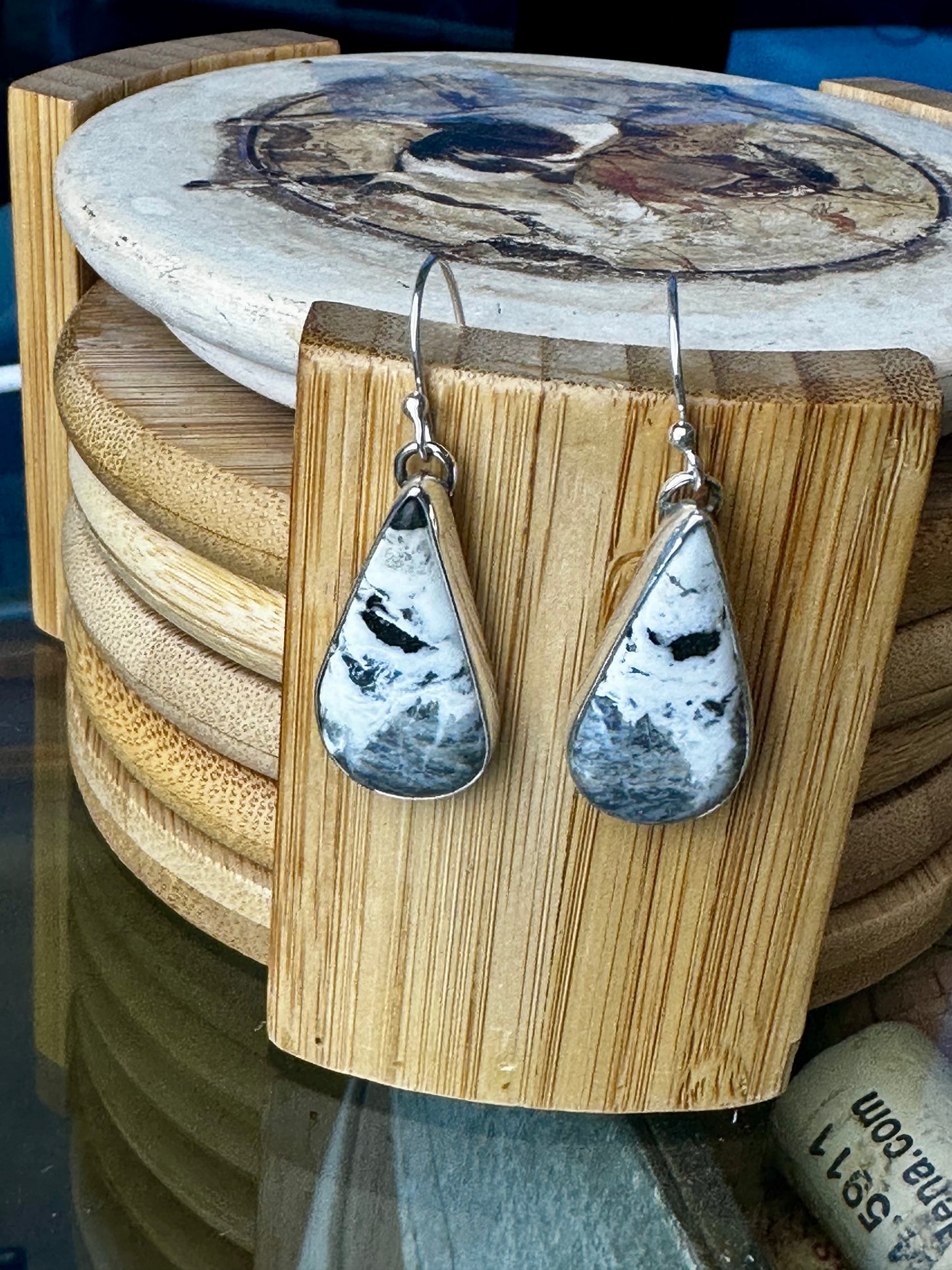 White Buffalo Tear Drop Earrings