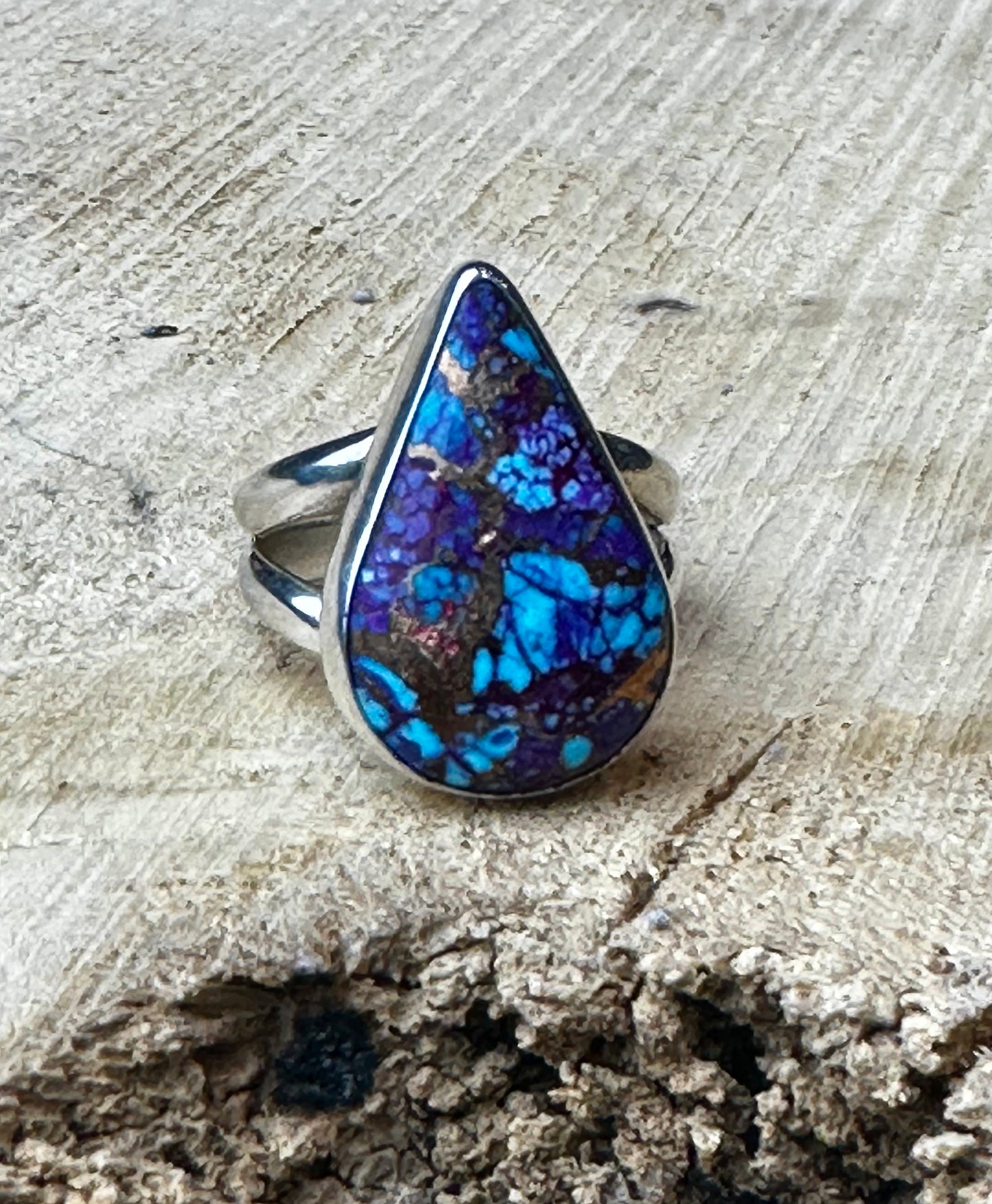 Purple Mohave Tear Drop Double Band Ring