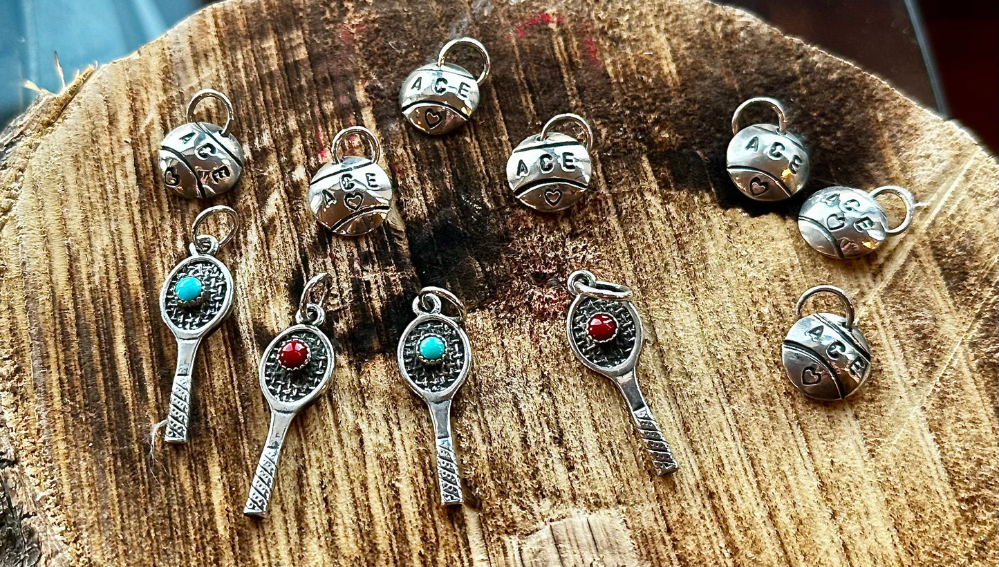 Tennis Racquet & Tennis Ball Charms with adjustable chain