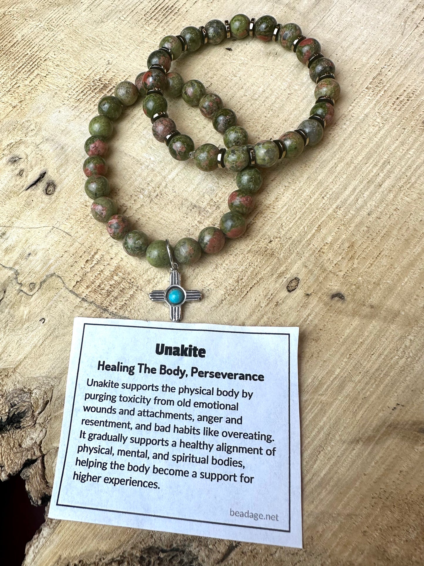 Unakite Beaded Bracelet
