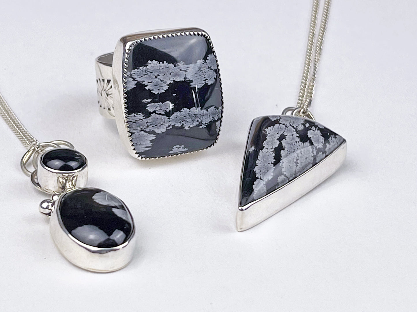 Snowflake Obsidian Kite pendant/chain