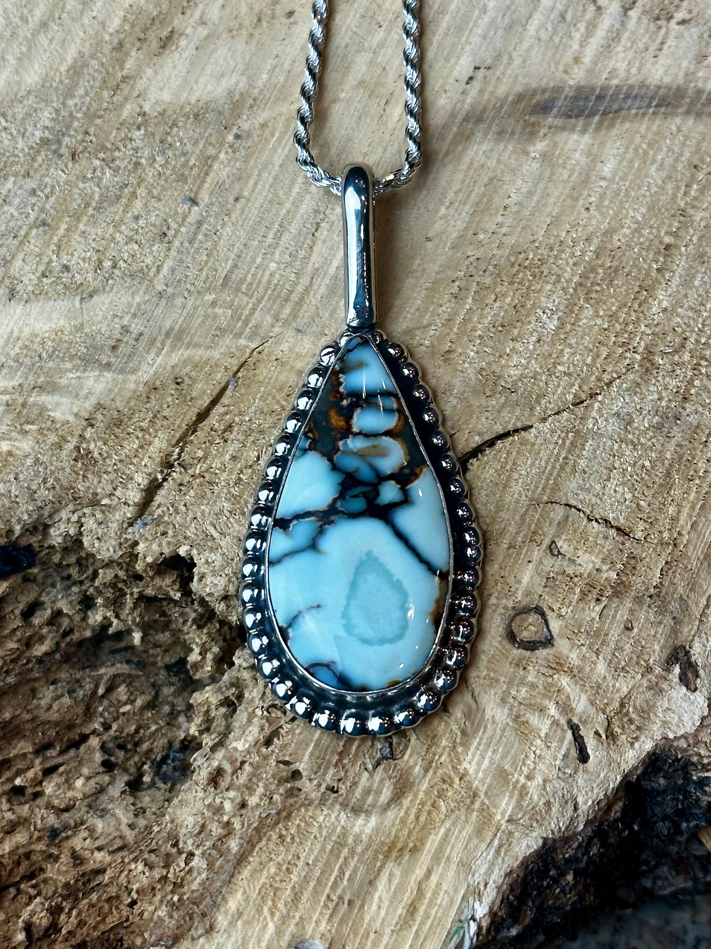 Aloe Variscite Pendant with Rope Chain