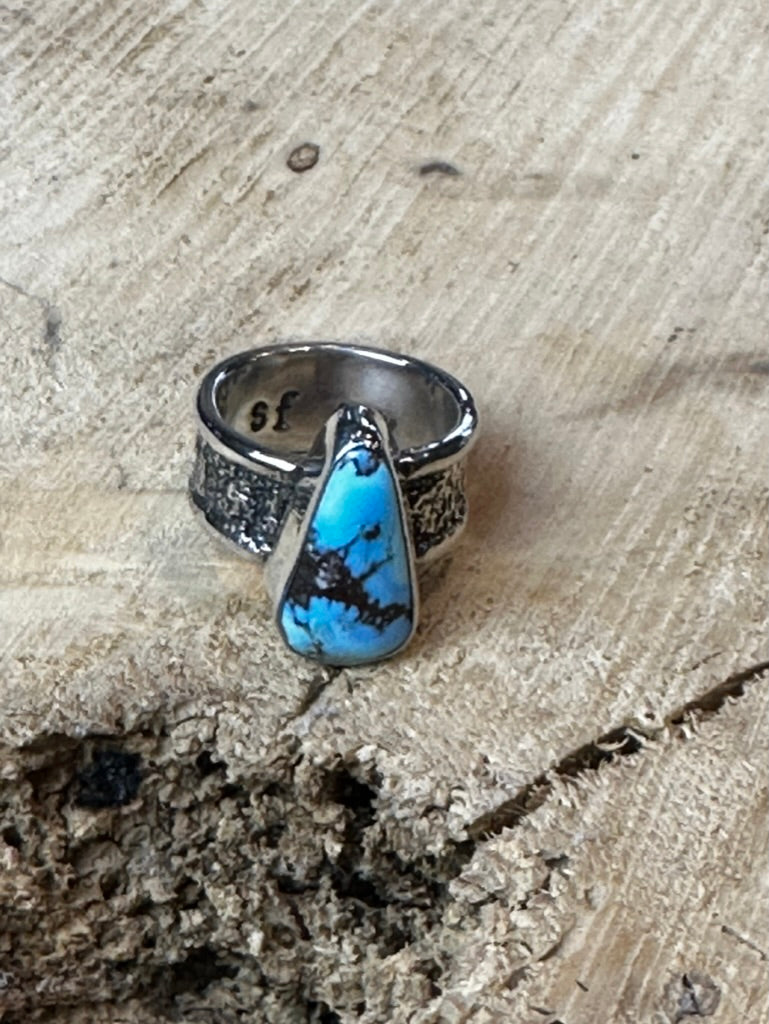 Golden Hills Turquoise Silver Dust Rings