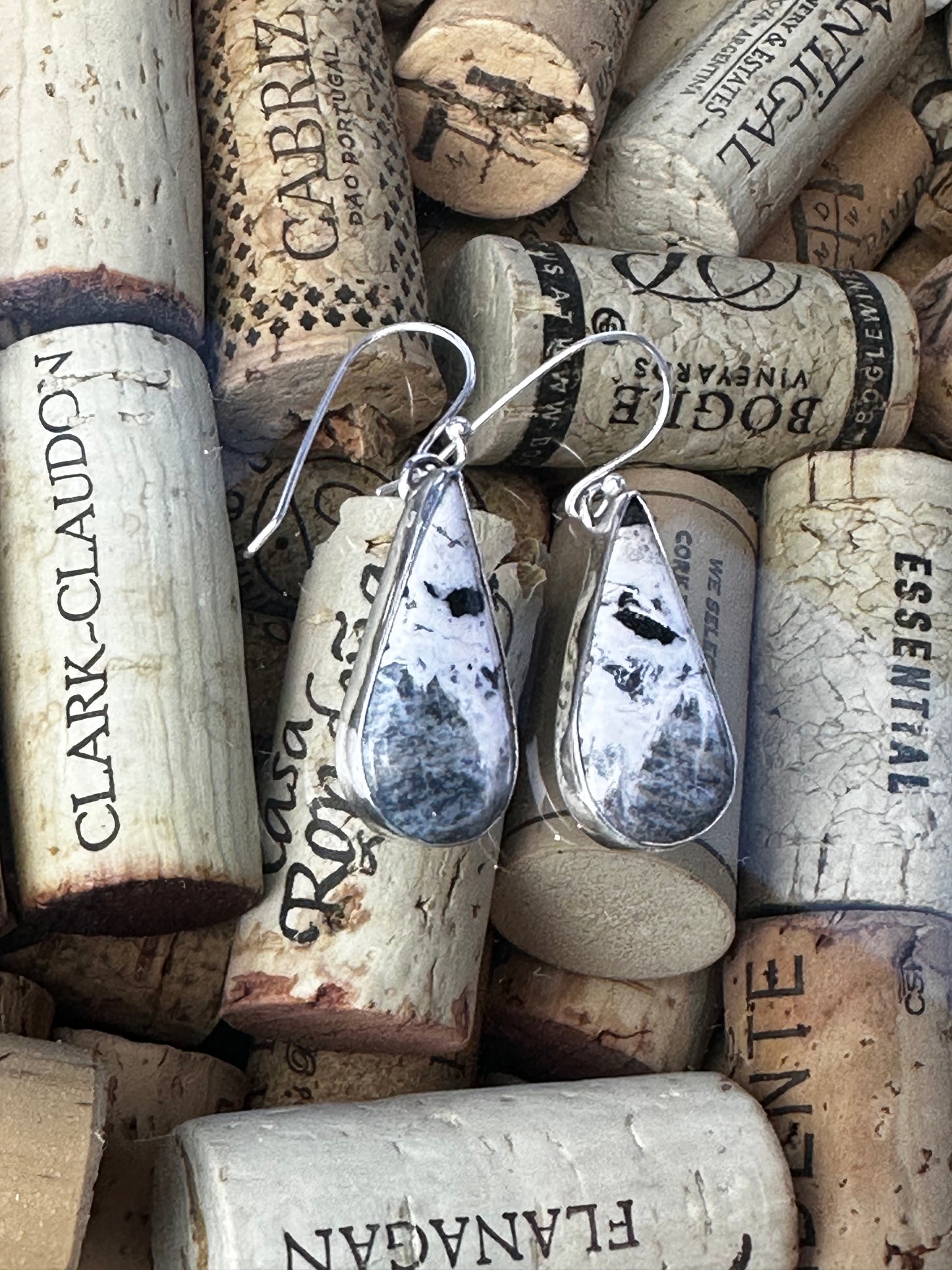 White Buffalo Tear Drop Earrings