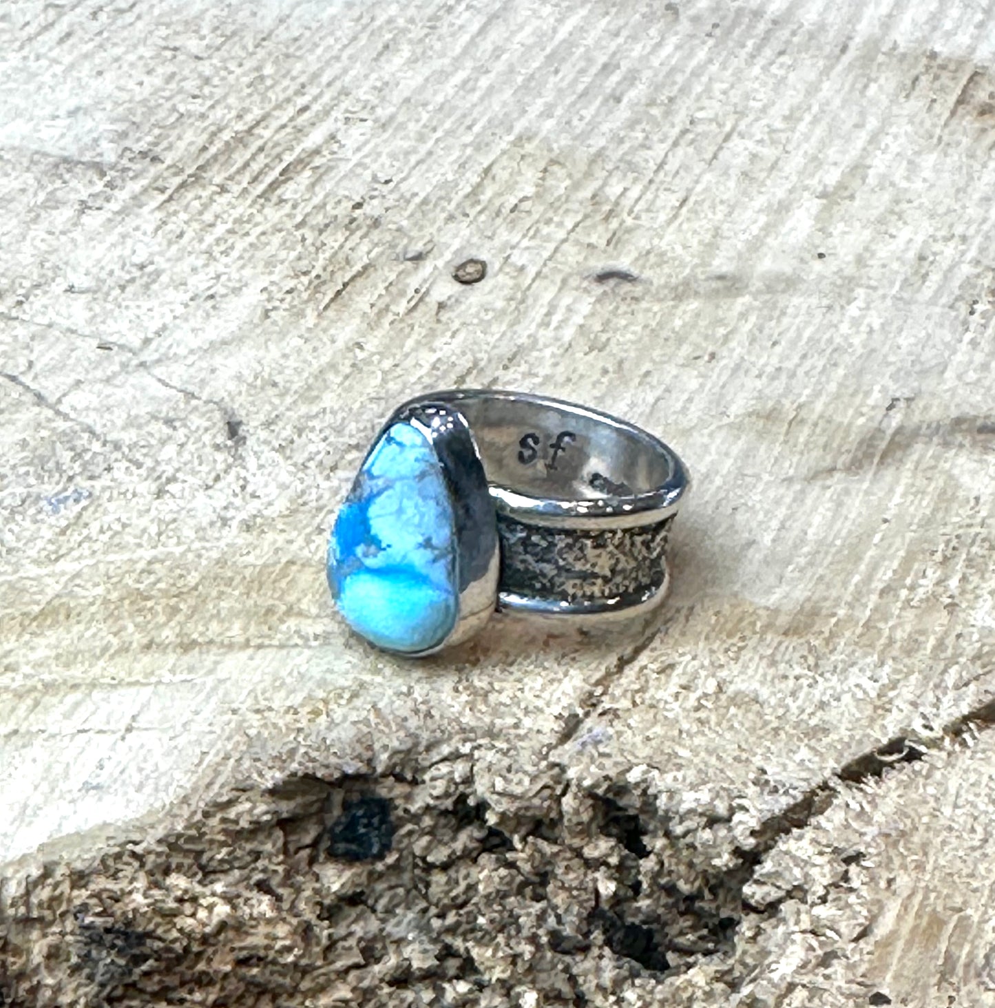 Golden Hills Turquoise Silver Dust Rings