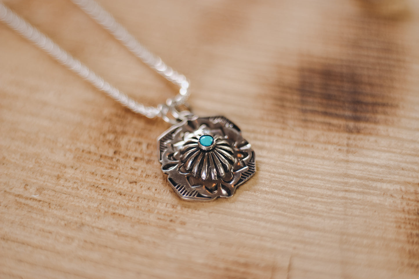Stamped Concho Necklace with Rope Chain