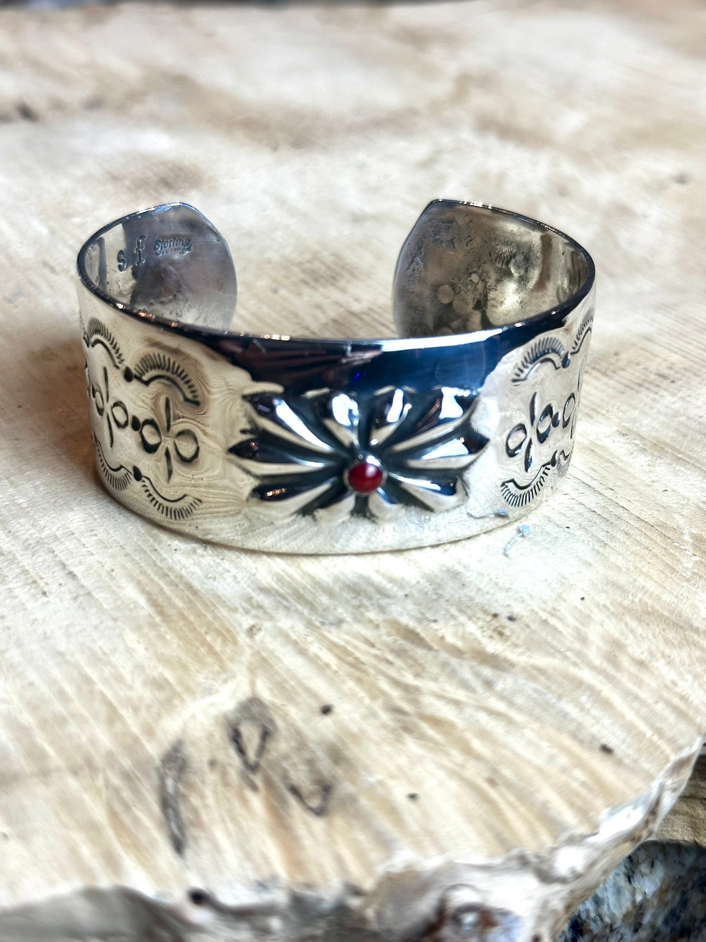 Rectangular Concho Stamped Sterling Silver Bracelet