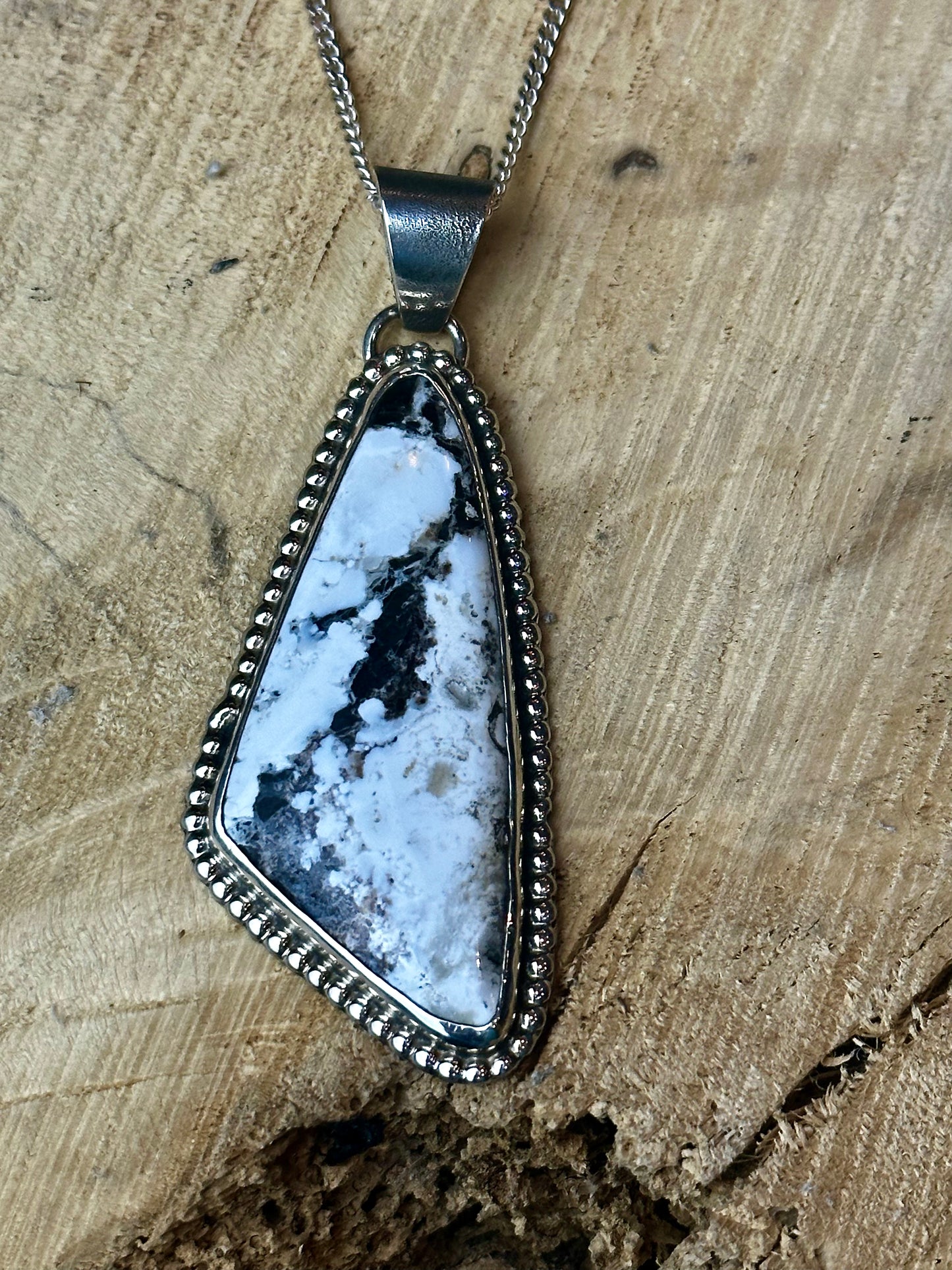 White Buffalo Turquoise Pendant with Chain