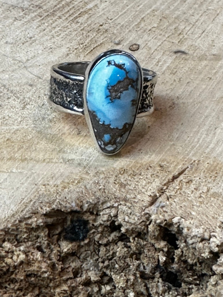 Golden Hills Turquoise Silver Dust Rings
