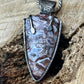 Craze Lace Agate Partial Bezel with Prongs Pendant with Rope Chain