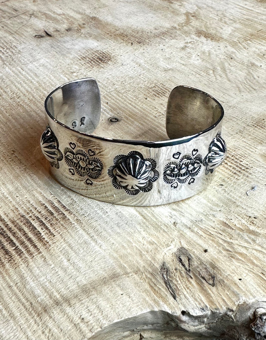 Round Concho Stamped Sterling Silver Bracelet