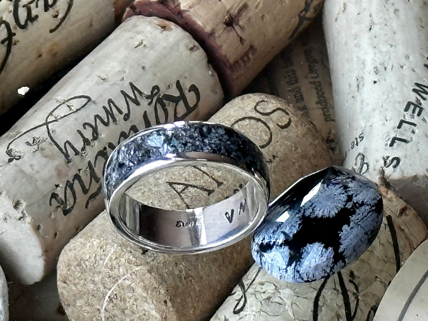Chip Inlay Sterling Silver Ring Band (Custom Order)